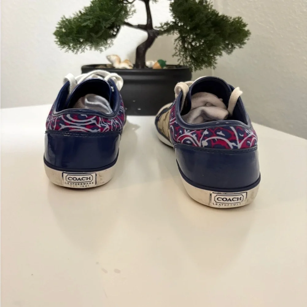 Coach 😍Brown and Blue Sneakers with Pink Accents